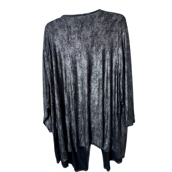 Lane Bryant Open Front Sweater Black Metallic Cardigan SZ 22 / 24 - Picture 2 of 13